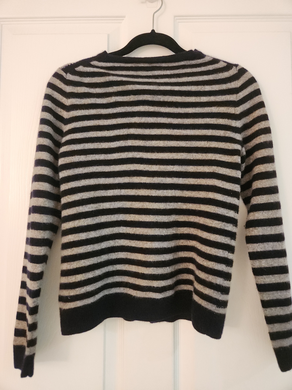 J. Crew Striped Cashmere Wool Blend Crewneck Sequin Stripe Cardigan - Small - Picture 5 of 5